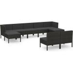 Vidaxl 9-delige Loungeset Met Kussens Poly Rattan - Zwart