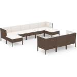 Vidaxl 10-delige Loungeset Met Kussens Poly Rattan - Bruin