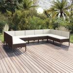 Vidaxl 9-delige Loungeset Met Kussens Poly Rattan - Bruin