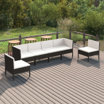 Vidaxl 6-delige Loungeset Met Kussens Poly Rattan - Zwart