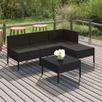 Vidaxl 5-delige Loungeset Met Kussens Poly Rattan - Zwart