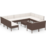 Vidaxl 12-delige Loungeset Met Kussens Poly Rattan - Bruin