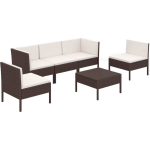 Vidaxl 6-delige Loungeset Met Kussens Poly Rattan - Bruin