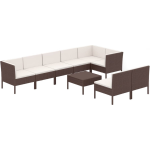 Vidaxl 9-delige Loungeset Met Kussens Poly Rattan - Bruin