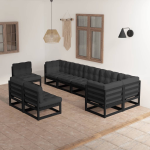 Vidaxl 9-delige Loungeset Met Kussens Massief Grenenhout - Negro