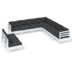 Vidaxl 9-delige Loungeset Met Kussens Massief Grenenhout - Wit