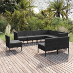 Vidaxl 9-delige Loungeset Met Kussens Poly Rattan - Zwart