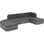 Vidaxl 6-delige Loungeset Met Kussens Poly Rattan - Grijs