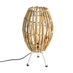 QAZQA Landelijke tafellamp tripod bamboe met - Canna Capsule - Wit
