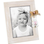 Mascagni - Baby Fotolijst Hout Voor Foto 10x10 Met Decoratie Roze Van Teddybeer En Stoffen Strik Dc A957 - Bruin