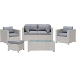 Beliani Milano Loungeset Pe Rotan 75 X 140 Cm - Grijs