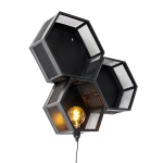 QAZQA Industriële wandlamp - Comb gaze - Zwart