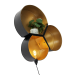 QAZQA Industriële wandlamp met goud rond - Comb - Zwart