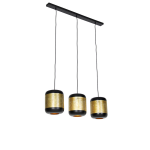 QAZQA Vintage hanglamp met messing langwerpig 3-lichts - Kayleigh - Zwart