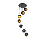 QAZQA Hanglamp met gouden binnenkant 7-lichts - Crooked Cluster - Zwart