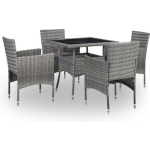 Vidaxl 5-delige Tuinset Poly Rattan En Glas - Gris