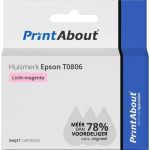 PrintAbout Huismerk Epson T0806 Inktcartridge Licht-magenta
