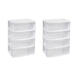 2x Stukste/transparante Ladekast/organiser 40 X 56 X 80 Cm - Opbergbox - Wit