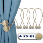 Awemoz Luxe Gordijn Embrasse - 4 Stuks - Gordijnhouders - Embrasses Voor Gordijnen - Magnetisch Gordijnkoord - - Beige