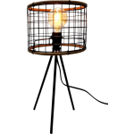 Maxxhome Tafellamp - Stalamp - 49 Cm - E27 Led - 40 W - Frame En Houten Lampenkap - Zwart