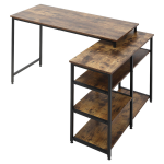 Hoekbureau - Bureau Pc - Boekenkast - Boekenrek -/ Bruin - 135 Cm X 90 Cm X 79 Cm - Zwart