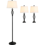 Driedelige Set Van 1 Staande Lamp En 2 Tafellampen - Vloerlamp - Stalamp - Tafellamp - Vintage - Klassiek -/wit - Zwart