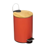 Orange85 Pedaalemmer - Prullenbak 3 Liter - Bamboe En Metaal - Rood