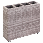 Vidaxl Plantenbak Verhoogd Met 4 Potten 80x22x79 Cm Poly Rattan - Grijs