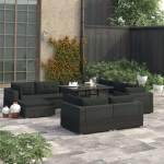 Vidaxl 10-delige Loungeset Met Kussens Poly Rattan - Zwart