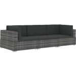 Vidaxl 3-delige Loungeset Met Kussens Poly Rattan - Grijs