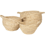 Clayre & Eef Mand (3) Ø 30*31 / Ø 25*26 / Ø 20*20 Cm Natuur Rotan Rond 6ro0472 - Beige