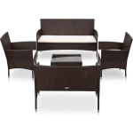 Vidaxl 5-delige Loungeset Met Kussens Poly Rattan - Bruin