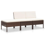 Vidaxl 3-delige Loungeset Met Kussens Poly Rattan - Bruin