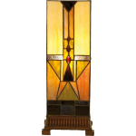 Clayre & Eef Tafellamp Tiffany 18*18*45 Cm E27/max 1*60w Meerkleurig Glas In Lood Art Deco Lumilamp 5ll-5782 - Beige