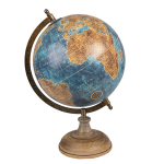 Clayre & Eef Wereldbol Decoratie 22*22*37 Cm Bruin Hout Ijzer Rond Globe Aardbol Globe Aardbol - Blauw
