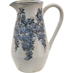 Clayre & Eef Vaas 2000 Ml Beige Keramiek Bloemen Decoratie Vaas Decoratie Pot Bloempot Binnen Decoratie - Blauw