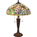 Clayre & Eef Lumilamp Tafellamp Tiffany Ø 41*60 Cm E27/max 2*60w Meerkleurig Polyresin / Glas Vogel 5ll-5209 - Geel