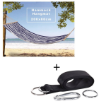 Pro Garden Hangmat / Hammock - 200 X 80 Cm -/blauw + Incl. Ophangset Voor Hangmat - Wit