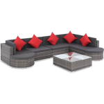 Vidaxl 8-delige Loungeset Met Kussens Poly Rattan - Grijs