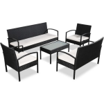 Vidaxl 5-delige Loungeset Met Kussens Poly Rattan - Zwart