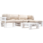 Vidaxl 4-delige Loungeset Pallet Met Zandkleurige Kussens Hout - Beige