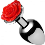 Booty Sparks Red Rose Buttplug - Silver