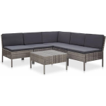 Vidaxl 6-delige Loungeset Met Kussens Poly Rattan - Gris