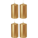 Trend Candles 4xen Cilinderkaarsen/stompkaarsen 6 X 12 Cm 40 Branduren - Geurlozekleurige Kaarsen - Woondecoraties - Goud
