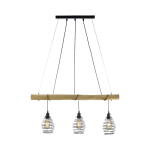 Paul Neuhaus Landelijke hanglamp met hout 3-lichts - Sverre - Zwart