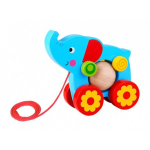 Tooky Toy Trekfiguur Olifant 15 X 14,5 Cm Hout/rood - Blauw