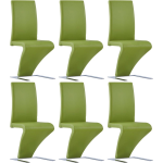 Vidaxl Eetkamerstoelen Met Zigzag-vorm 6 St Kunstleer - Groen