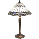 Clayre & Eef Tafellamp Tiffany Ø 40*62 Cm E27/max 2*60w Meerkleurig Glas In Lood Art Deco Lumilamp 5ll-5985