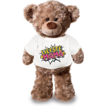 Bellatio Decorations Liefste Mama Pluche Teddybeer Knuffel 24 Cm Met Pop Art T-shirt - Moederdag - Liefste Mama / Cadeau Knuffelbeer - Wit