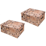 5x Stuks Opbergboxen/opbergdozen Boomstam Motief - 52 X 38 Cm - Kasten Opbergers Voor In Huis - Bruin